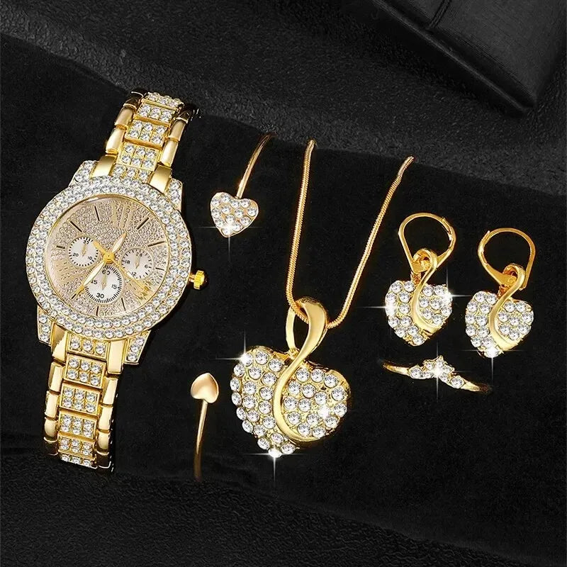 Quartz Watch Gold Luxury Watche Set
