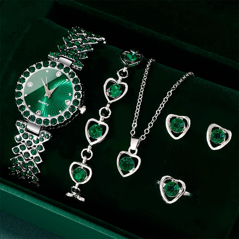 Heart Rhinestone Watch Gift Set