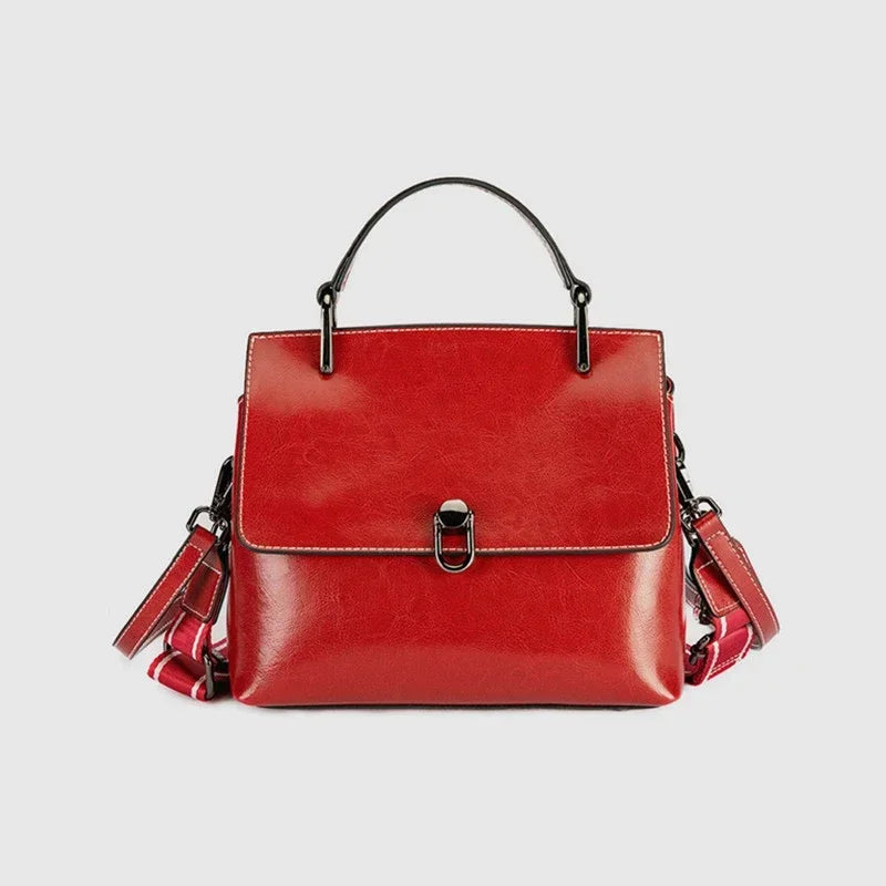 Oil Wax Cowhide Genuine Leather Bag