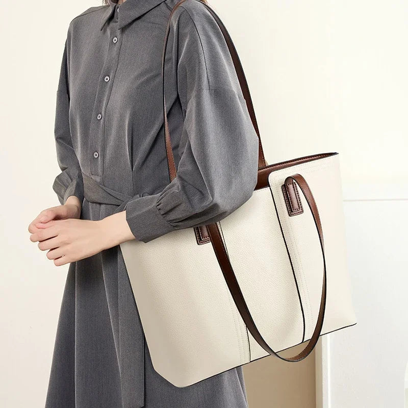 Cowhide Genuine Leather Large Tote Bag