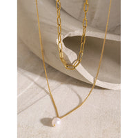 Thumbnail for Pearl Round Pendant Stainless Steel Necklace