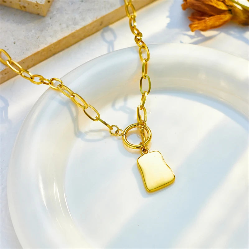 Stainless Steel Geometric Trapezoidal Necklace