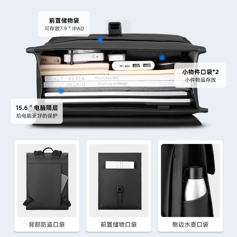 Magnetic buckle laptop backpack
