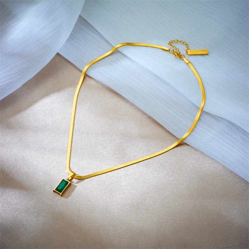 Stainless Steel Geometric Crystal Pendant