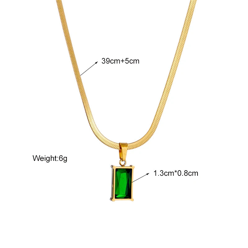 Stainless Steel Geometric Crystal Pendant