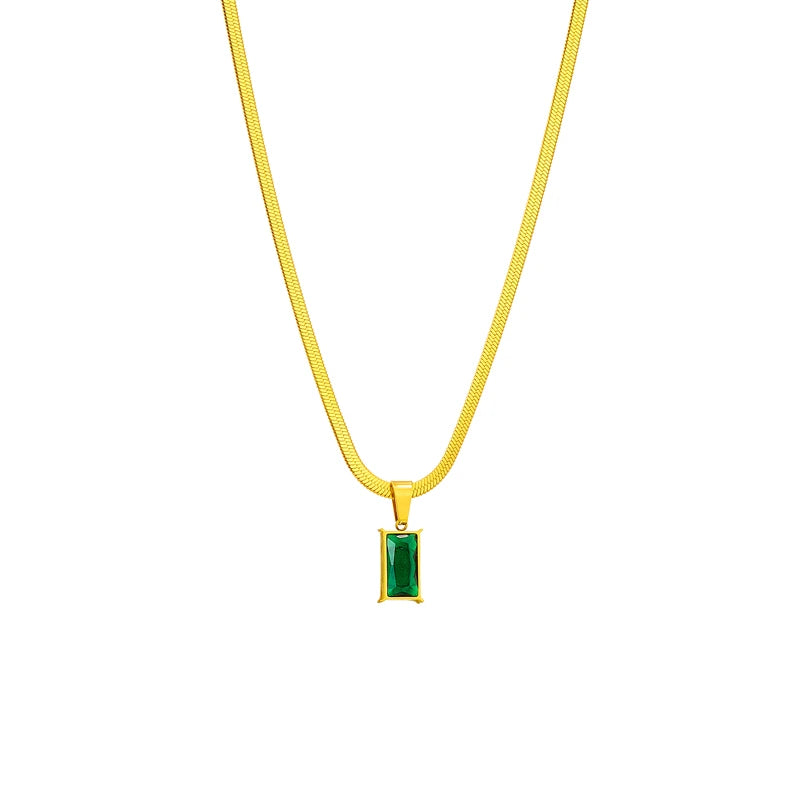 Stainless Steel Geometric Crystal Pendant
