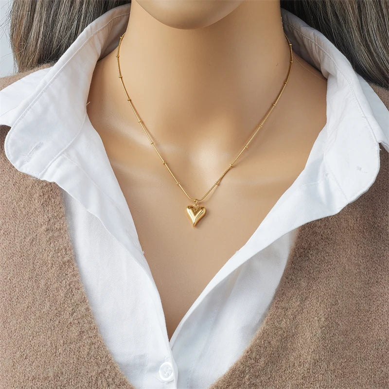 Stainless Steel Gold Color Heart Pendant