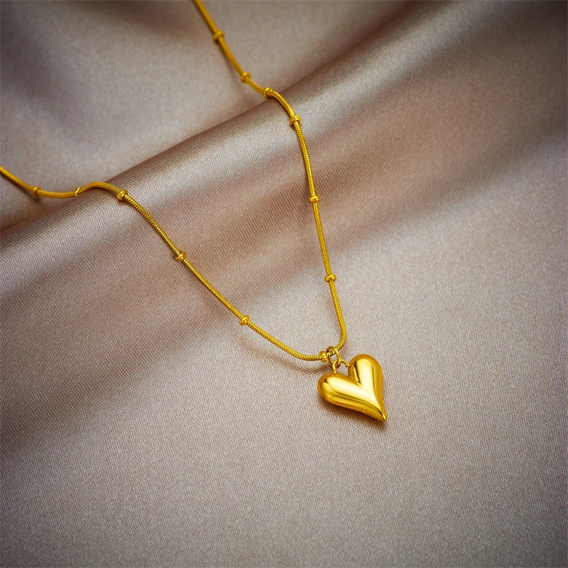 Stainless Steel Gold Color Heart Pendant