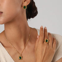 Thumbnail for Retro Texture Green Zircon Pendant