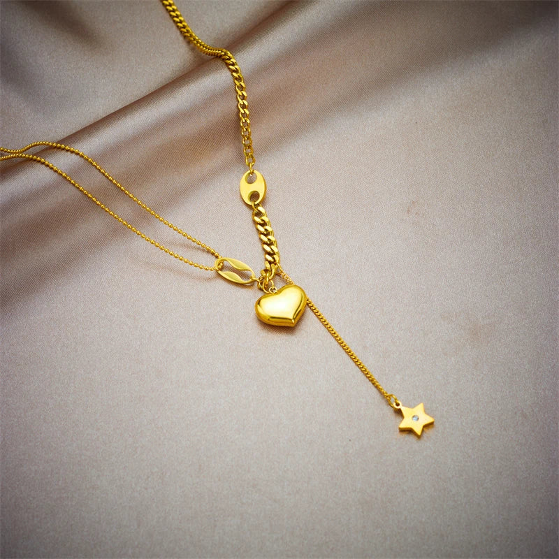 Stainless Steel Gold Color Heart Pendant